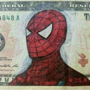 Spider man art on dollar bill